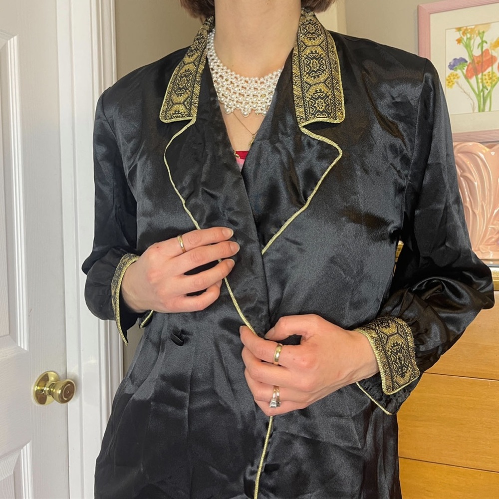 VTG Golden Black Button Up - Picture 1 of 2